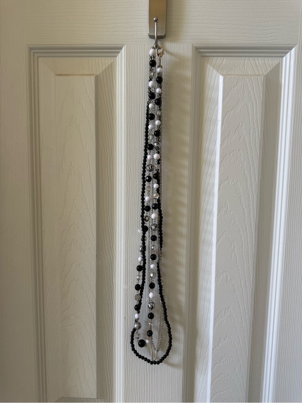 Multi-Strand Black and White Beaded Necklace - Women Accessories